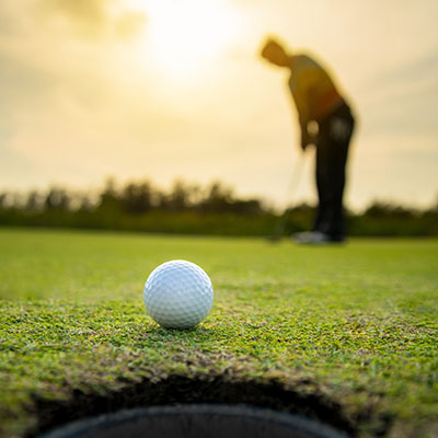 Golfer focusing