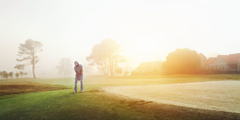 Golfer Mentally Focusing